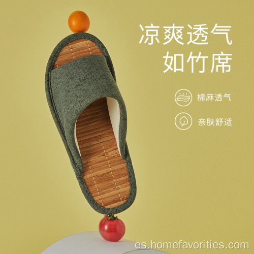 Sandalias y pantuflas unisex de verano de lino y bambú